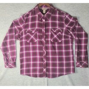 Duluth Trading Shirt Top Womens 2X Plaid Free Swingin Flannel Pockets Outdoor